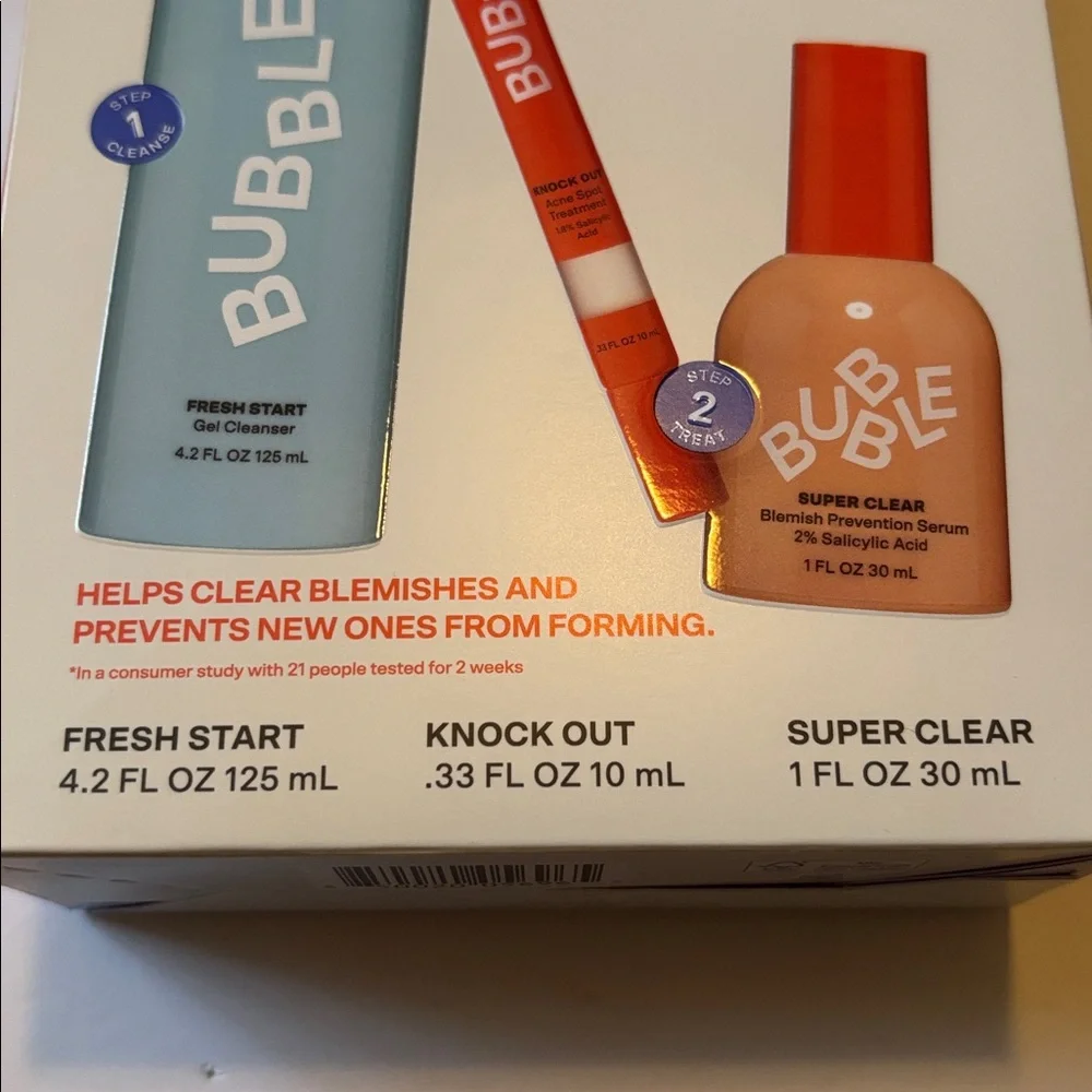 Bubble |Acne Treatment Kit Help Clear Blemishes Prevent New Ones 3 System Box 1